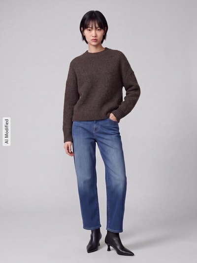 VERO MODA Oversized Pullover mit Woll-Anteil Modell 'BOOM' Schoko Melange 1