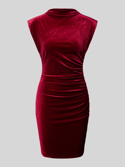 Apricot Cocktailkleid mit seitlicher Raffung Rot 1