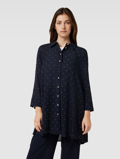 OPUS Blouse van viscose met all-over motief, model 'Fadonna' Marineblauw - 4