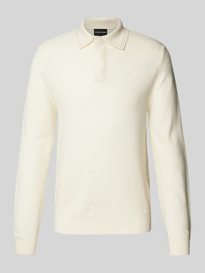 Emporio Armani Slim Fit Poloshirt mit Strukturmuster Offwhite 2