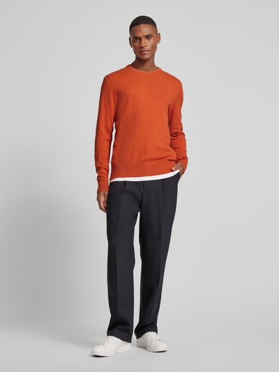 CK Calvin Klein Strickpullover mit Logo-Stitching Modell 'PIMA' Orange 1