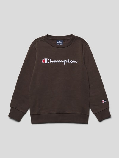 CHAMPION Sweatshirt mit Label-Stitching Schoko 1