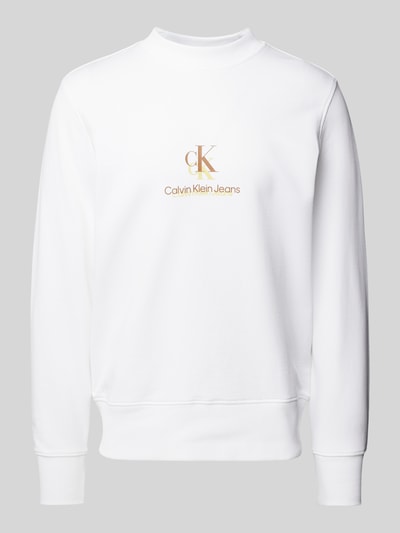 Calvin Klein Jeans Sweatshirt aus reiner Baumwolle  mit Stehkragen Offwhite 1