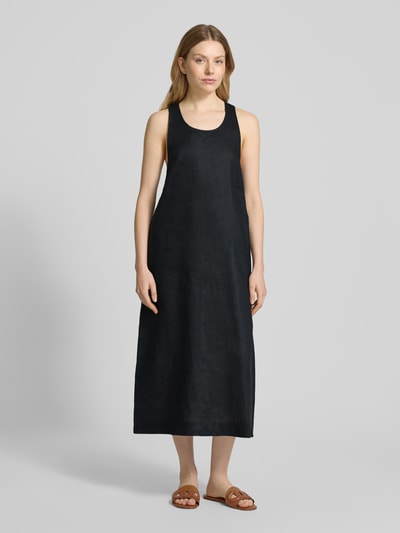 MM Sukienka lniana z wpuszczanymi kieszeniami model ‘DOUGLAS’ Czarny 1