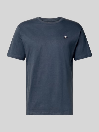 Wood Wood T-shirt z wyhaftowanym logo i okrągłym dekoltem Niebieski 2