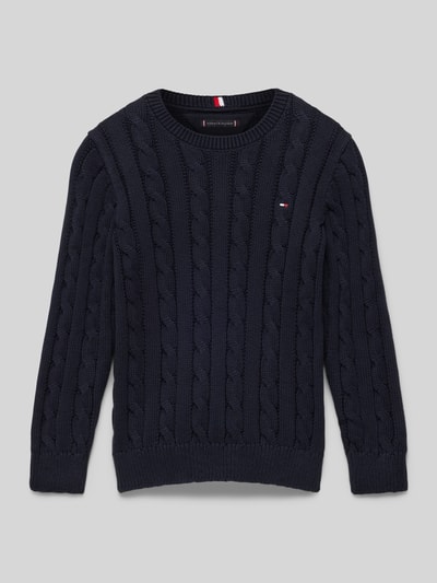 Tommy Hilfiger Teens Strickpullover mit gerippten Abschlüssen Marine 1