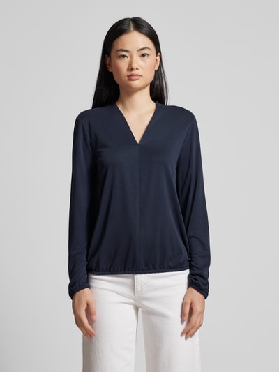 Tom Tailor Loose fit shirt met lange mouwen, V-hals en elastische boorden Marineblauw - 4