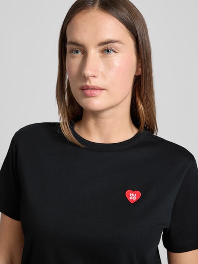 HUGO Regular fit T-shirt van puur katoen, model 'DAMACIA' Zwart - 3
