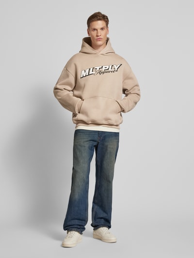 Multiply Apparel Oversized Hoodie mit Label-Print Beige 1