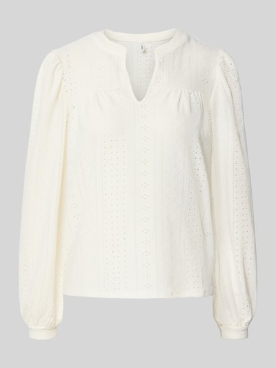 Only Relaxed fit blouseshirt met ajourpatroon, model 'SANDRA' Wit - 2