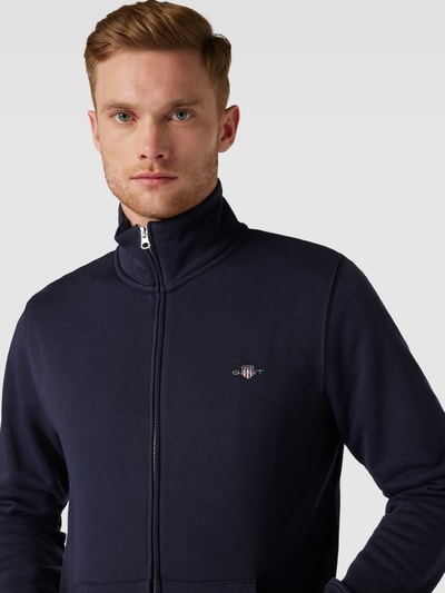 Gant Sweatjack met labelstitching, model 'REG SGIELD' Marineblauw - 3