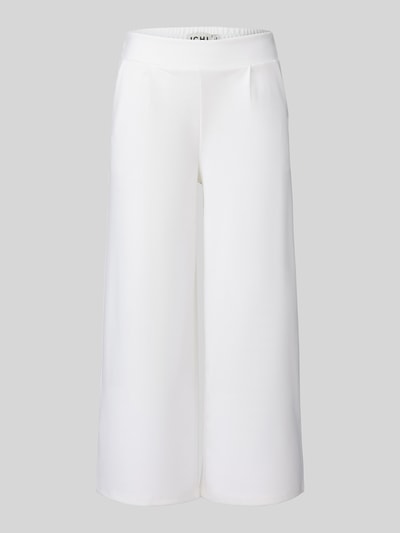 Produktfoto, Stoffhose mit Eingrifftaschen von ICHI, unifarbenes Weiß, elastischer Bund, lockere Passform, glatte Textur, Modell Kate, Damen Kollektion