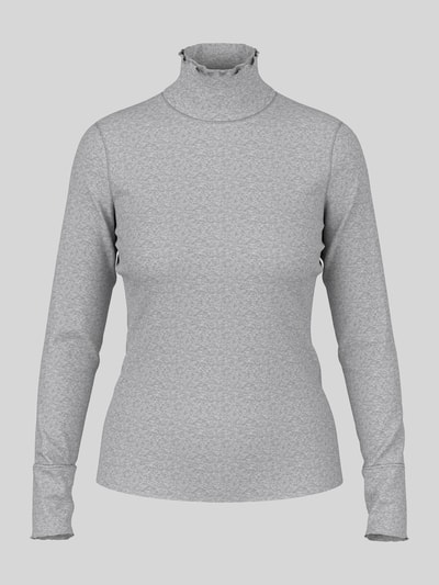Marc Cain Slim Fit Langarmshirt mit Rüschenkragen Mittelgrau 2