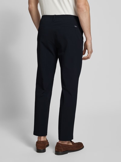 Strellson Tapered fit bandplooibroek met structuurmotief, model 'Lui' Marineblauw - 5