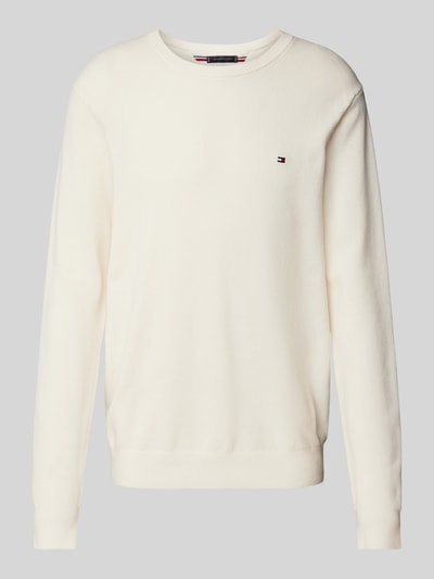 Tommy Hilfiger Strickpullover mit Logo-Stitching Ecru 1