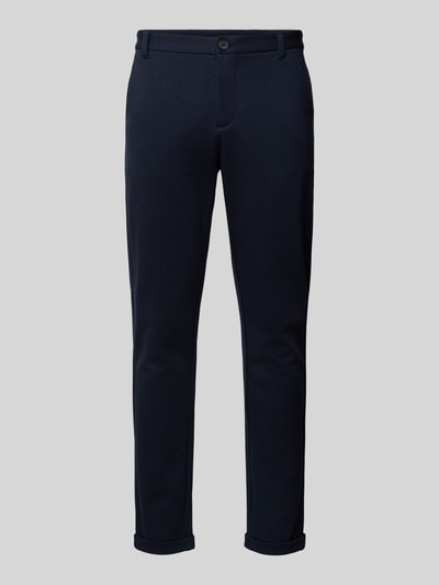 Lindbergh Slim fit stoffen broek met verkort model Donkerblauw - 2