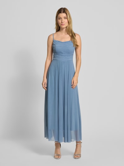 TROYDEN COLLECTION Cocktailkleid mit Spaghettiträgern und Raffungen Hellblau 4