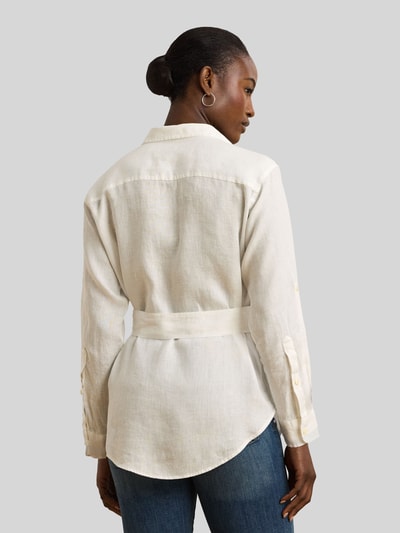Lauren Ralph Lauren Bluzka koszulowa o kroju relaxed fit z czystego lnu Biały 5