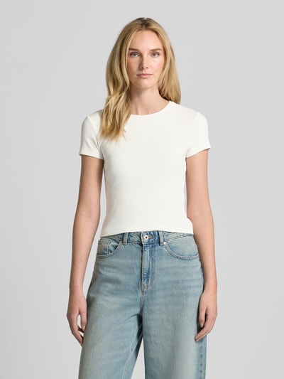 Vero Moda T-shirt o kroju regular fit z prążkowaniem model ‘CHLOE’ Biały 4