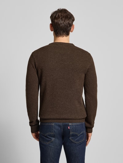 Casual Friday Gebreide pullover van wolmix, model 'KARL' Donkerbruin - 5