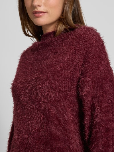 FREE/QUENT Gebreide pullover met ronde hals, model 'Cat' Bordeaux - 3