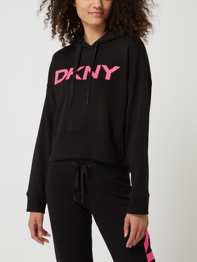 DKNY PERFORMANCE Bluza z kapturem z logo  Metaliczny czarny 4