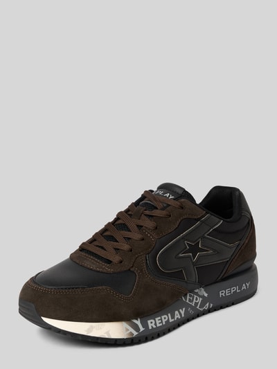 Replay Sneakers met labeldetails, model 'FIBER M VANISH' Donkerbruin - 1