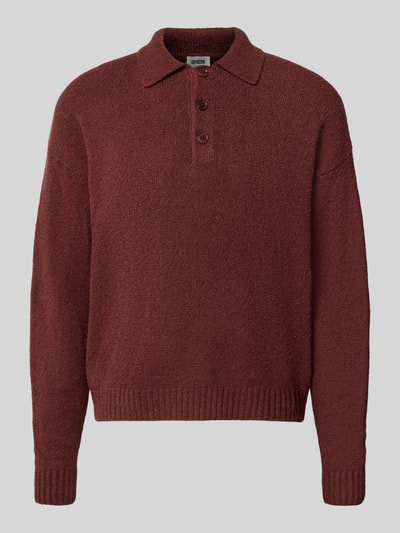 Produktfoto, sweter z dzianiny z mieszanka bawełny, luźny krój, kołnierzyk polo, prążkowane wykończenia, model 'BEKKET' od DRYKORN