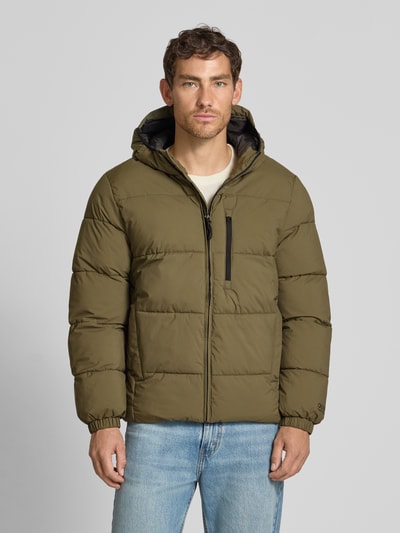 Tom Tailor Denim Gewatteerd regular fit jack met capuchon Olijfgroen - 4