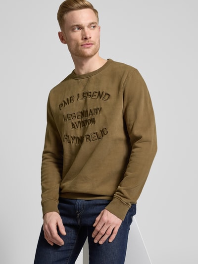 PME Legend Sweatshirt mit gerippten Abschlüssen Oliv 3