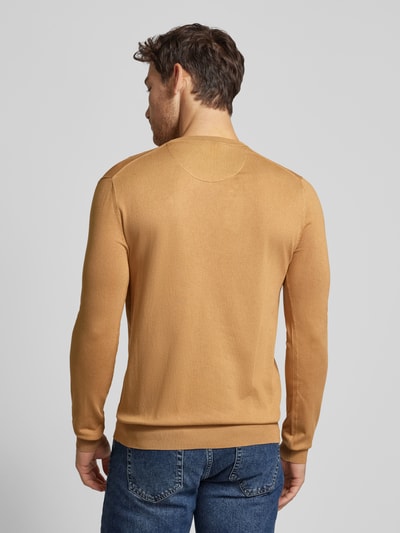 Scotch & Soda Sweter z dzianiny z wyhaftowanym logo model ‘CORE’ Camel 5