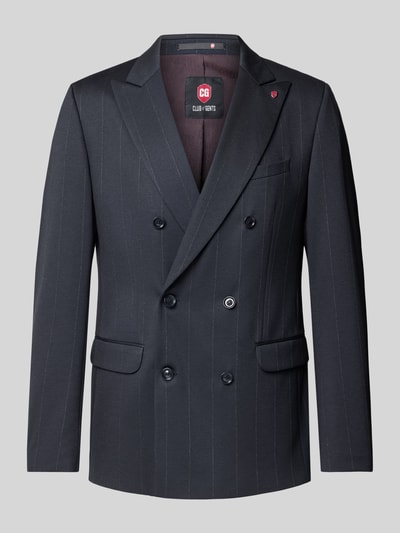 Produktfoto, Slim Fit Sakko mit Pattentaschen Modell 'Gringo' von CG – CLUB of GENTS in Dunkelgrau, Material-Mix mit feiner Struktur, Zweireiher, Reverskragen, Knopfverschluss