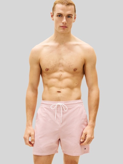 Tommy Hilfiger Regular Fit Badehose mit Label Stitching Rot 4