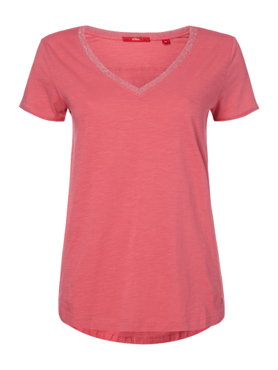 s.Oliver RED LABEL T-Shirt mit V-Ausschnitt Pink 1