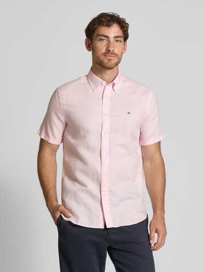 Tommy Hilfiger Regular fit vrijetijdsoverhemd van een mix van katoen en linnen Roze - 4