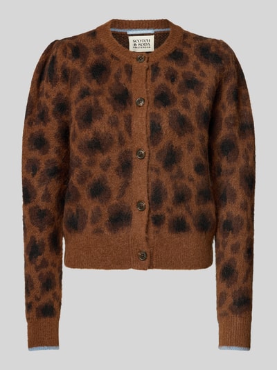 Scotch & Soda Kurtka z dzianiny z okrągłym dekoltem i listwą guzikową Średniobrązowy 2