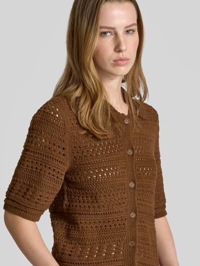 Marc O'Polo Denim Strickpullover mit Lochmuster Mittelbraun 3