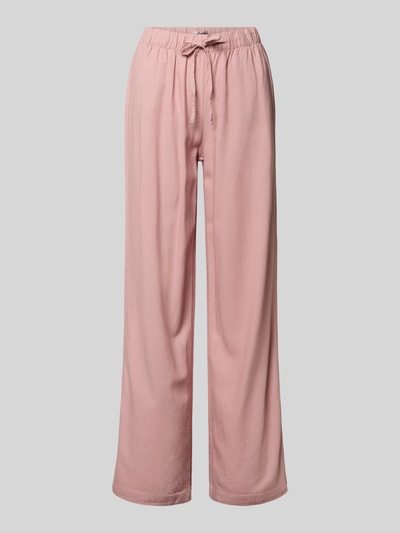 Produktfoto, Wide Leg Leinenhose mit elastischem Bund Modell 'GOA' von Only aus Viskose-Leinen-Mix in Altrosa, unifarben, seitliche Eingrifftaschen.