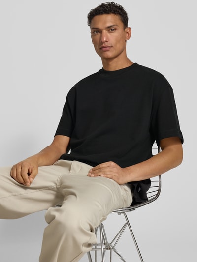 Les Deux T-shirt met ronde hals, model 'Carl' Zwart - 3