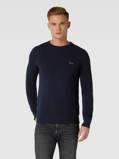 Gant Strickpullover mit Label-Stitching Marine 4