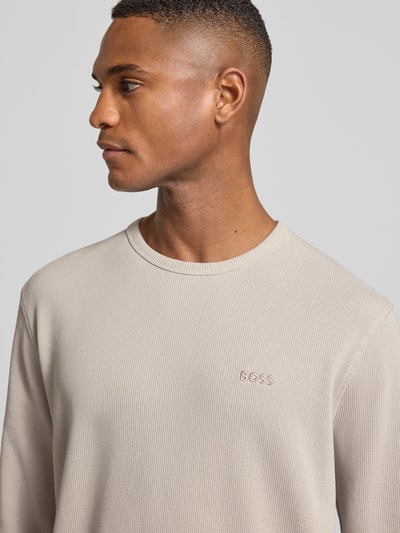 BOSS Orange Regular fit shirt met lange mouwen en wafelstructuur, model 'TEMPESTO' Zand - 3