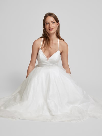 Luxuar Abendkleid mit Raffungen Offwhite 3