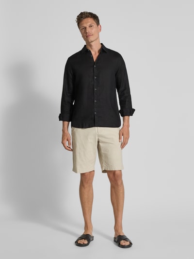 s.Oliver RED LABEL Koszula lniana o kroju regular fit ze sportowymi mankietami Czarny 1