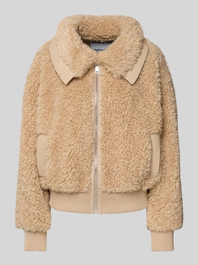 Essentiel Antwerp Loose fit jack van imitatiebont met platte kraag Beige - 2