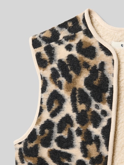 Garcia Regular Fit Weste aus Teddyfell mit Allover-Animal-Print Black 2