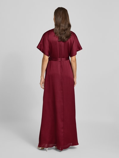 Christian Berg Cocktail Abendkleid mit Bindegürtel (bordeaux