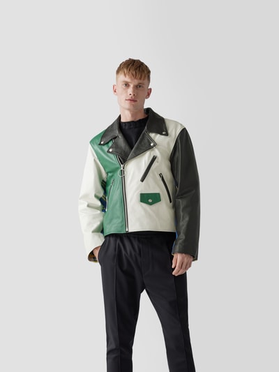 Marni Lederjacke mit Colour-Blocking Weiß 4