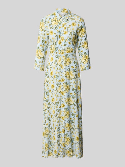 Produktfoto, Hemdblusenkleid aus Reine Viskose mit Allover-Look, A-Linie, Knopfleiste, Maxikleid Modell 'SAVANNA' von YAS.