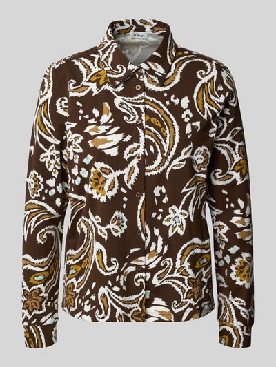 s.Oliver RED LABEL Relaxed fit blouse met lange mouwen van katoenmix Donkerbruin - 2