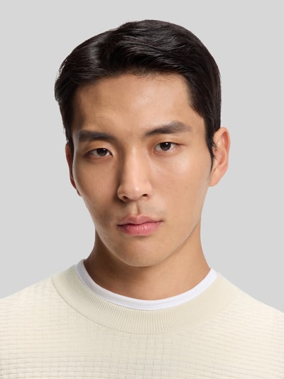 BOSS Regular fit gebreide pullover van puur katoen, model 'IMBERTO' Offwhite - 3